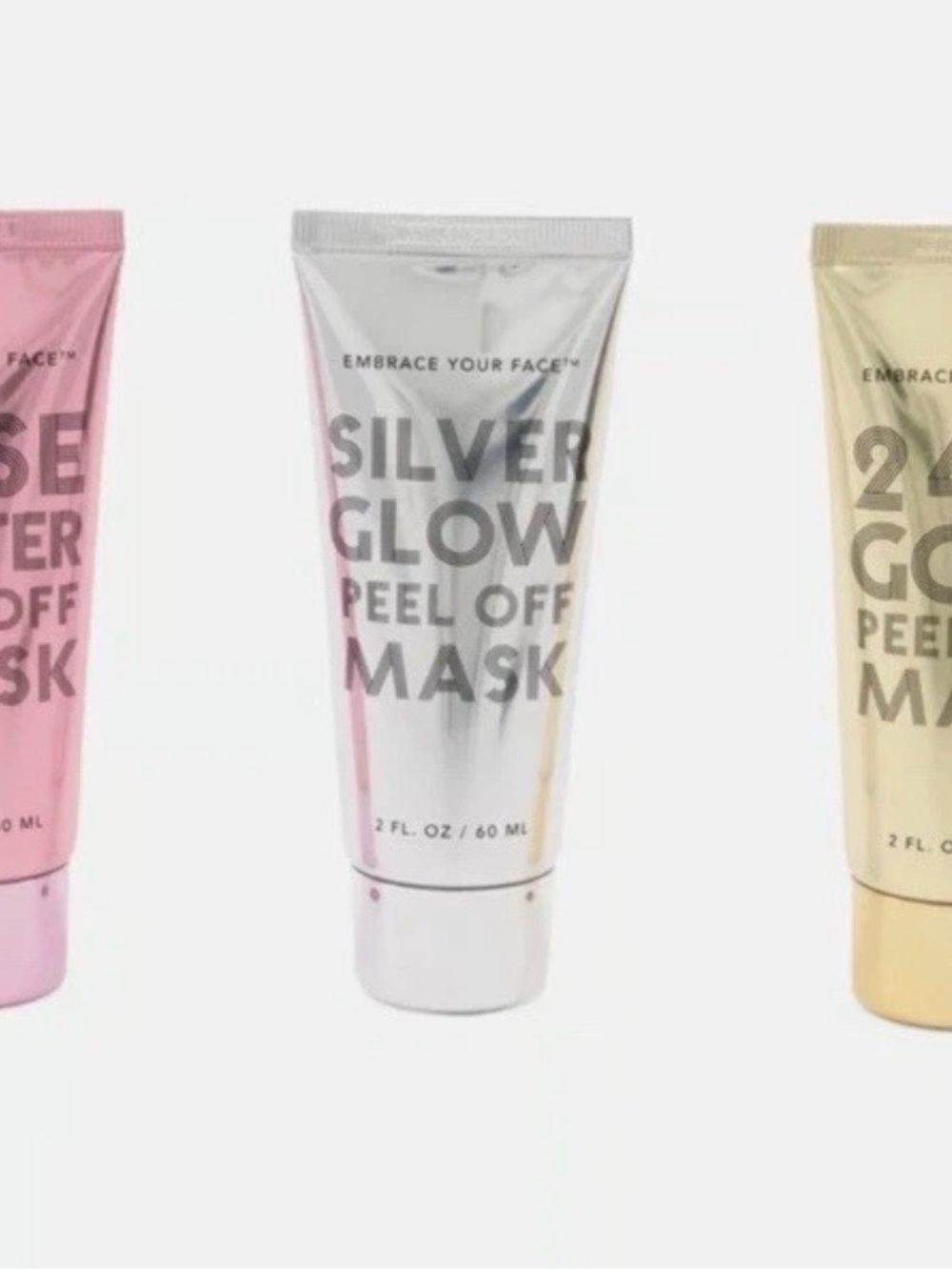 EMBRACE YOUR FACE Peel Off Mask Rose Water Silver Glow 24k Gold NEW Set Of 3 - Picture 2 of 5